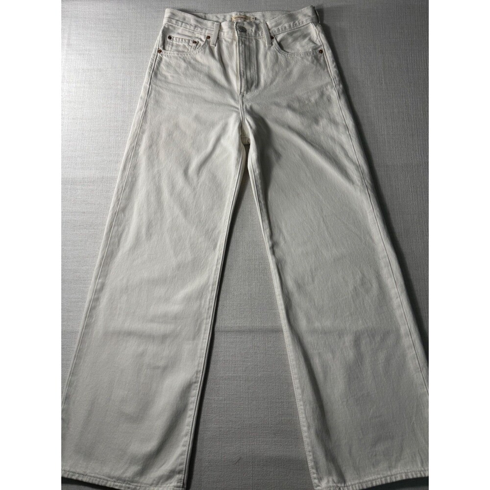 Levi's Women's Ribcage Wide Leg White Denim Jeans 29 Big E High Rise 29x31